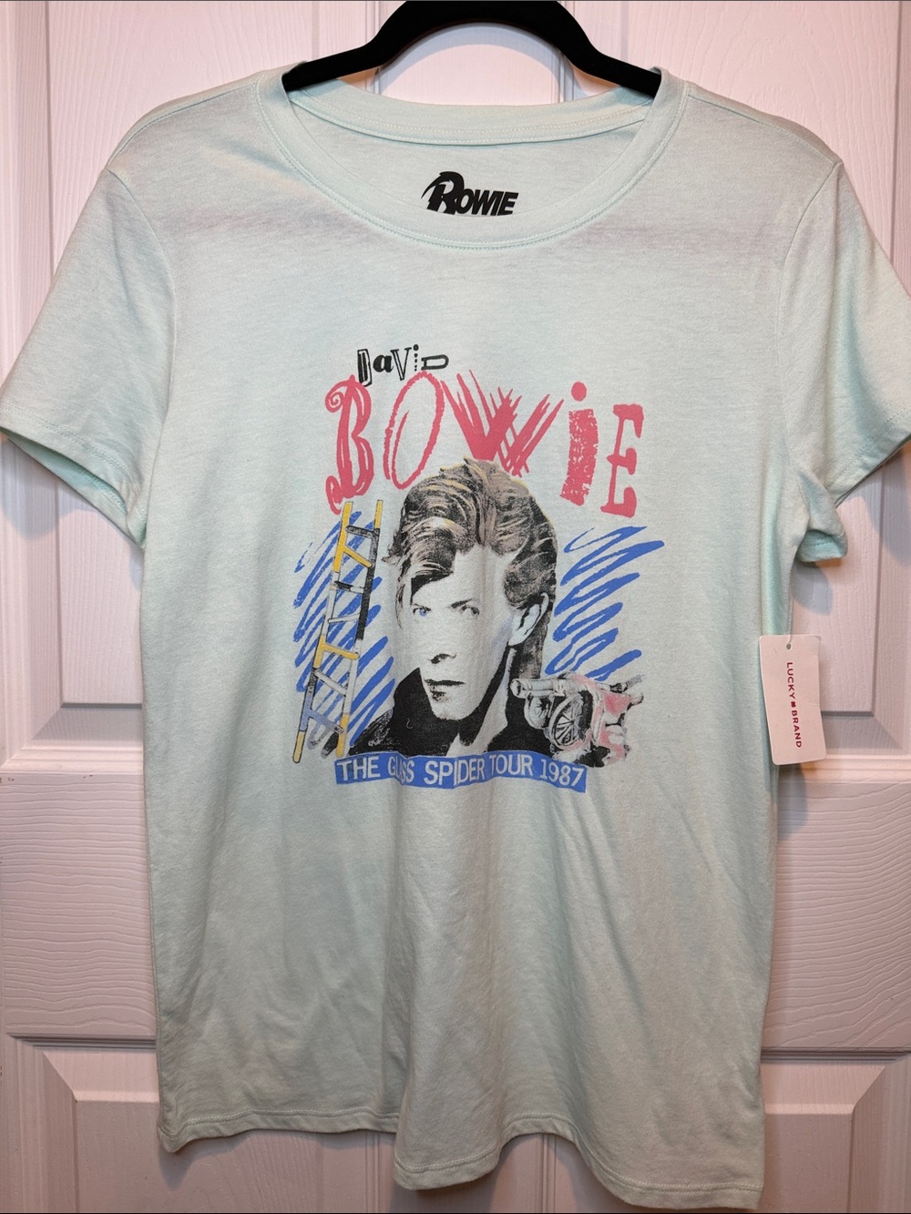 Lucky Brand David Bowie Light Mint Green Graphic Tee